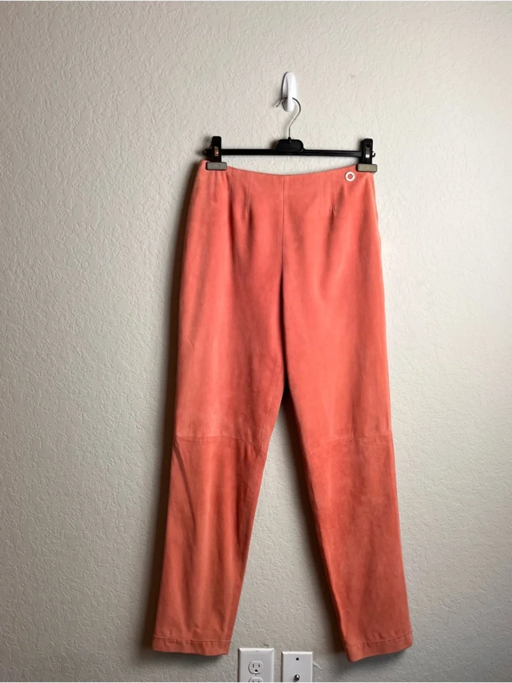 Chanel Vintage 1999 Salmon Pink Suede Goat Skin Pants FR 40 Rare